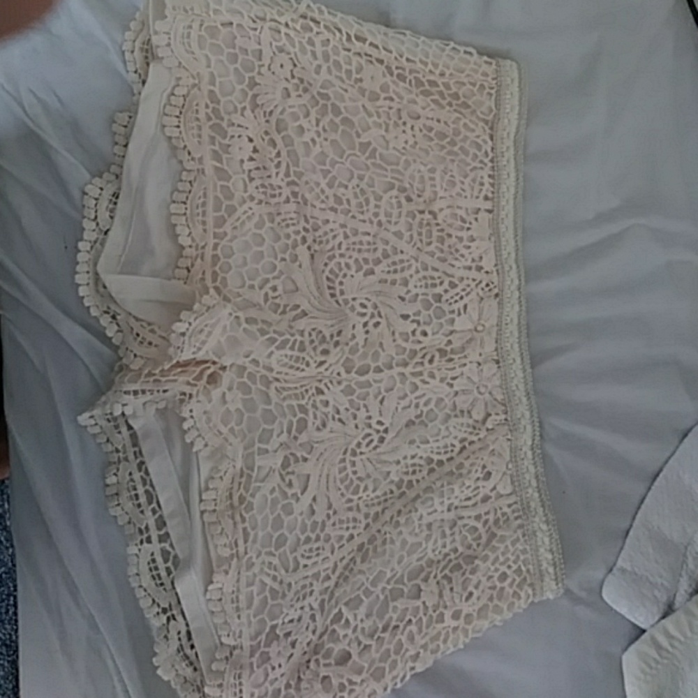 Creme color lace shorts